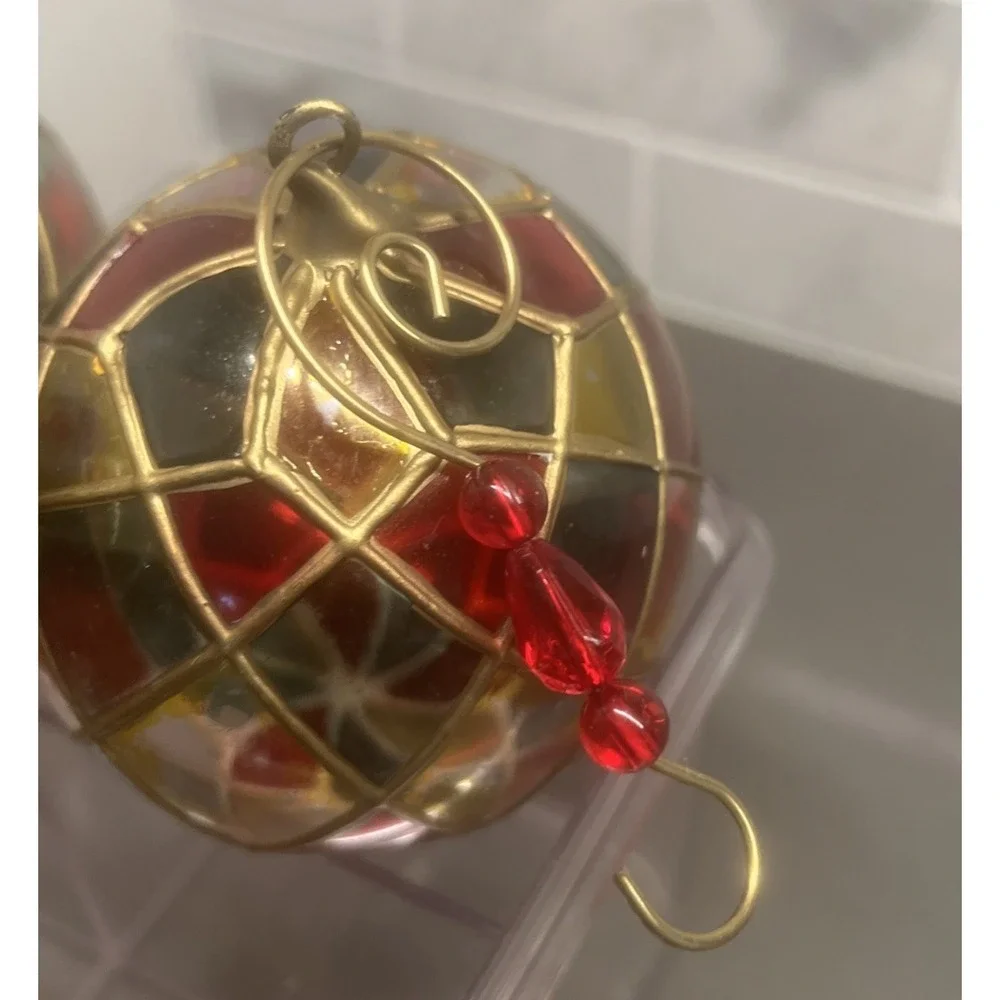 Faux Stained Glass (plastic) Christmas Ornaments Some Small Defects  Set Of 4